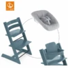 STOKKE® Mega Tripp Trapp® Set Hochstuhl Buche Fjord Blue Inkl. Newborn Set™ Grey Und Baby Set Fjord Blue