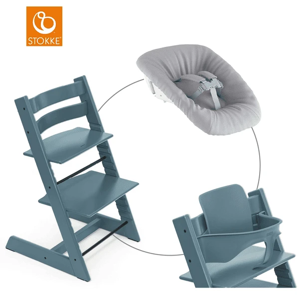 STOKKE® Mega Tripp Trapp® Set Hochstuhl Buche Fjord Blue Inkl. Newborn Set™ Grey Und Baby Set Fjord Blue 1 STOKKE® Mega Tripp Trapp® Set Hochstuhl Buche Fjord Blue Inkl. Newborn Set™ Grey Und Baby Set Fjord Blue