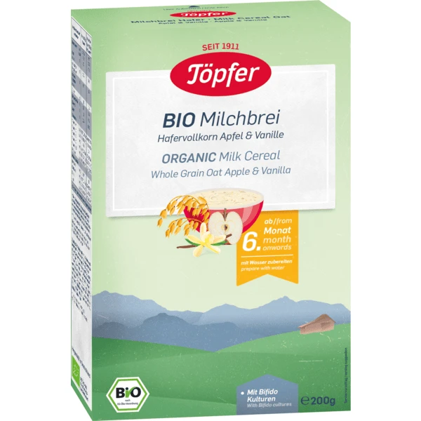 Töpfer Bio-Milchbrei Hafervollkorn Apfel & Vanille 200 G Ab Dem 6. Monat 1 Töpfer Bio-Milchbrei Hafervollkorn Apfel & Vanille 200 G Ab Dem 6. Monat